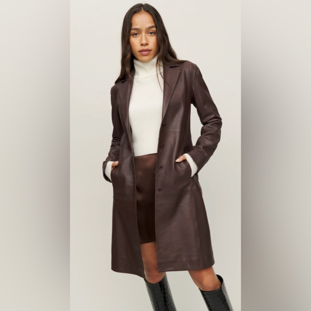 Veda x Reformation | Crosby Longline leather blazer